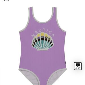 Nautica Lavender Swimsuit with Shell Motif